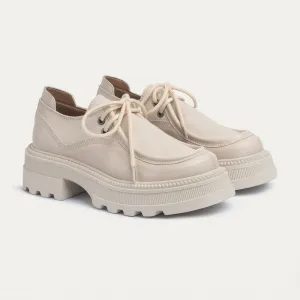 Achilles | Women Beige Chunky Oxford Loafer with laces