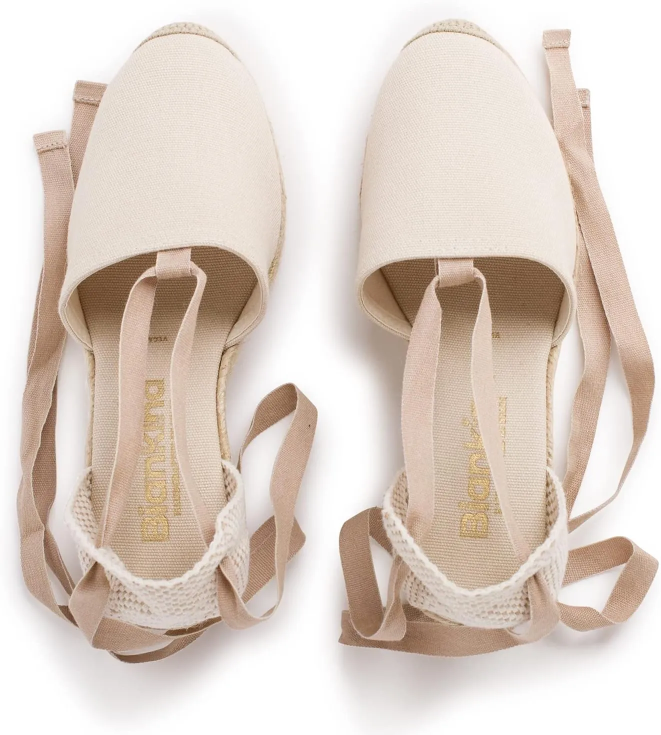 Almanera Authentic Spanish Espadrille Wedge Sandals for Women - Sustainable, Eco Friendly, Vegan Shoes. Classic Style, Organic Cotton Canvas Upper, Comfy Insole, Jute Midsole, Rubber Sole. Made in Spain