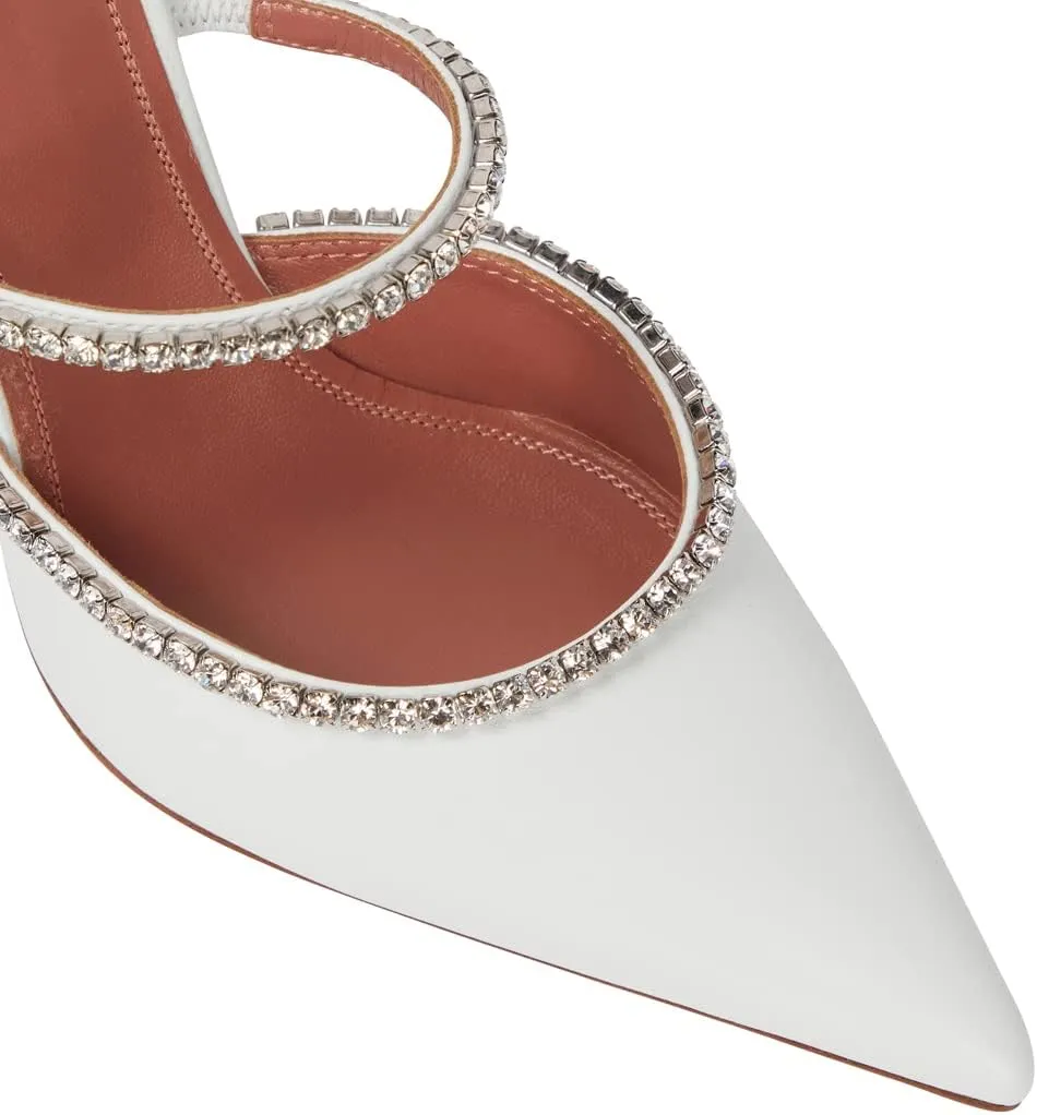 Arqa Heeled Mules for Women Rhinestone Strappy Sandals Slingback Pointed Toe Stiletto Wedding Pumps