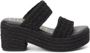 BEACH by Matisse Womens Ocean Ave Platform Block Espadrille Casual Sandals Casual High Heel 3" & Up - Black