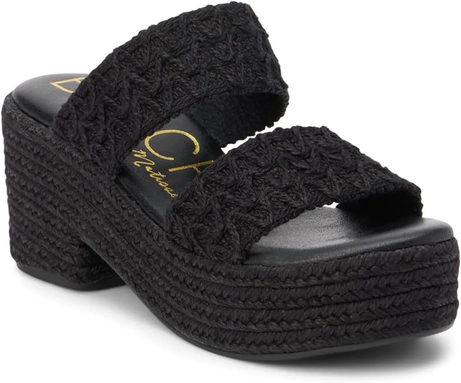 BEACH by Matisse Womens Ocean Ave Platform Block Espadrille Casual Sandals Casual High Heel 3" & Up - Black