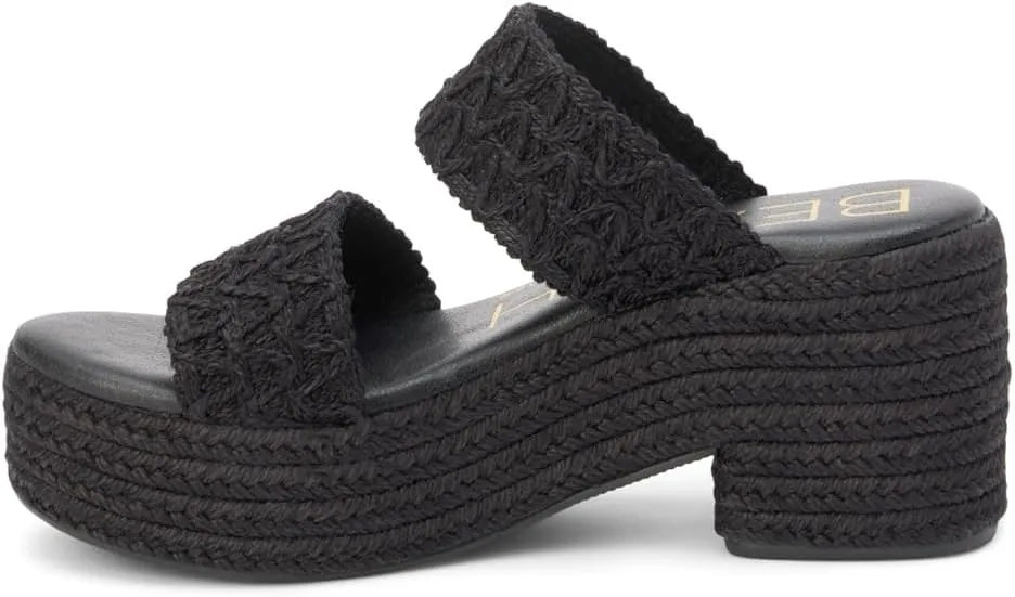 BEACH by Matisse Womens Ocean Ave Platform Block Espadrille Casual Sandals Casual High Heel 3" & Up - Black