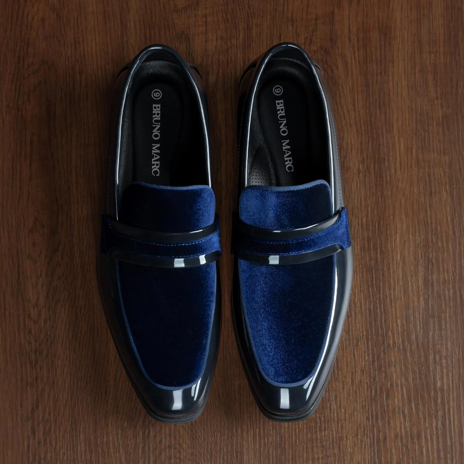 Bruno Marc Men's Tuxedo Patent Loafers Classic Velvet Slip-on Dress Shoes