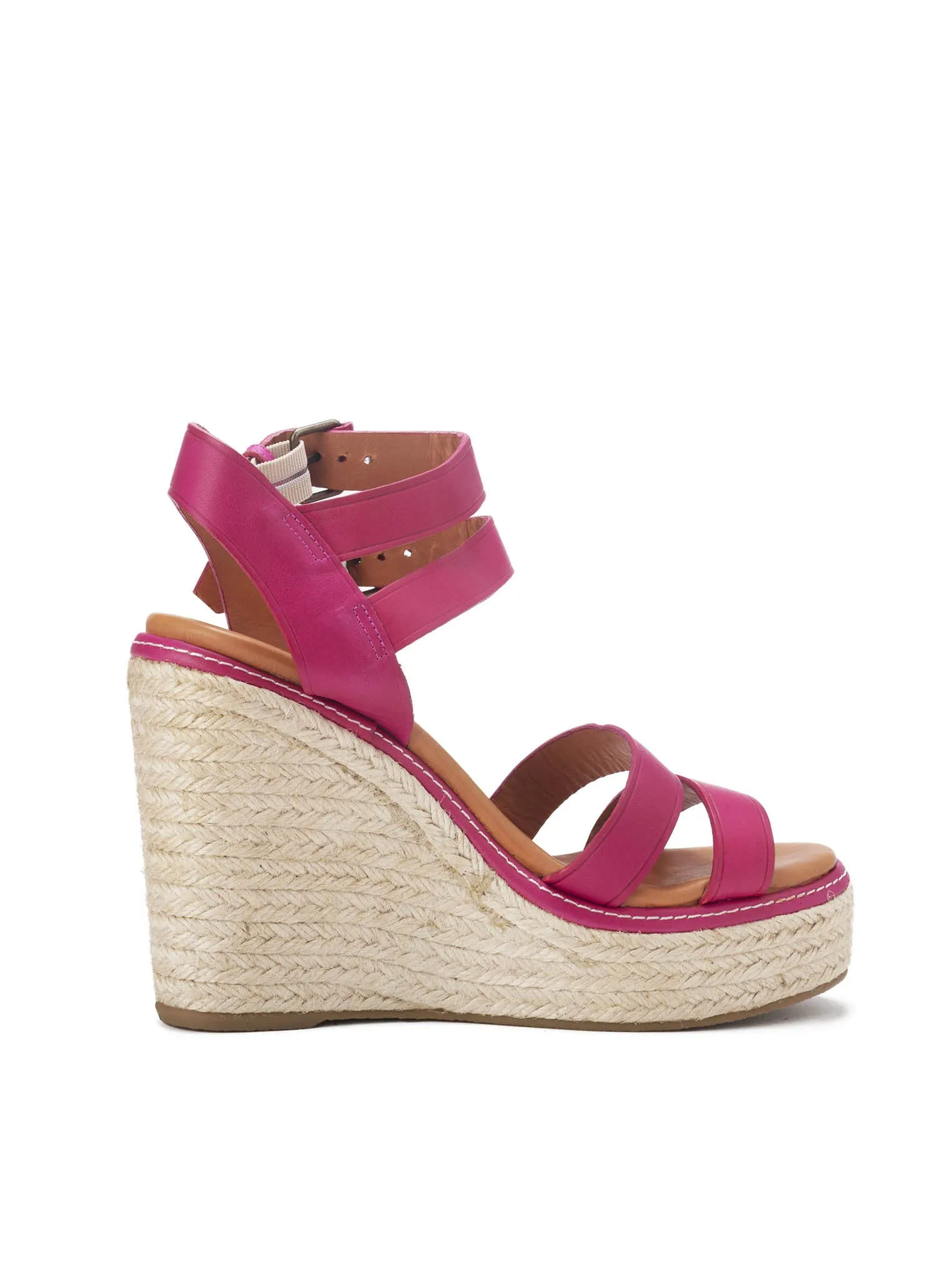 Buckle Up Leather Espadrille Wedge Sandal