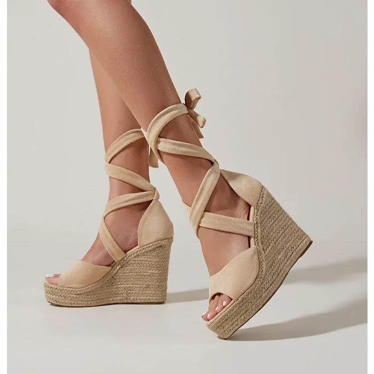 Calista Ankle Wrap Espadrille Wedges