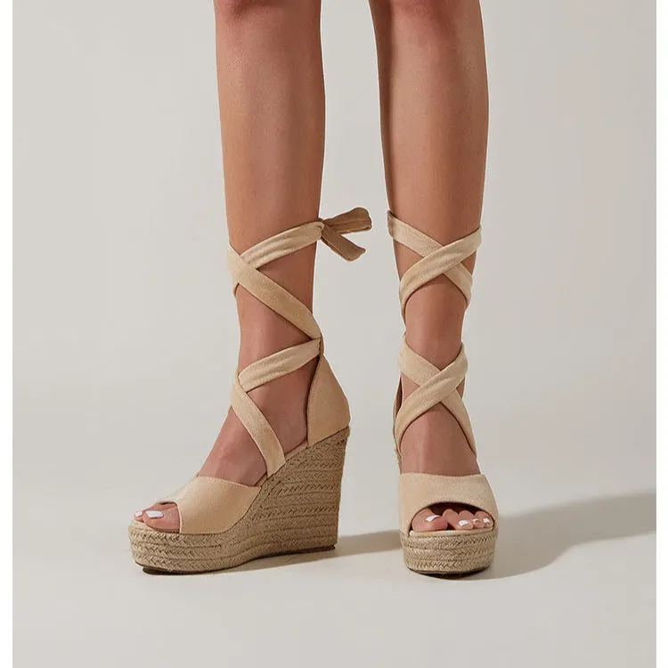 Calista Ankle Wrap Espadrille Wedges
