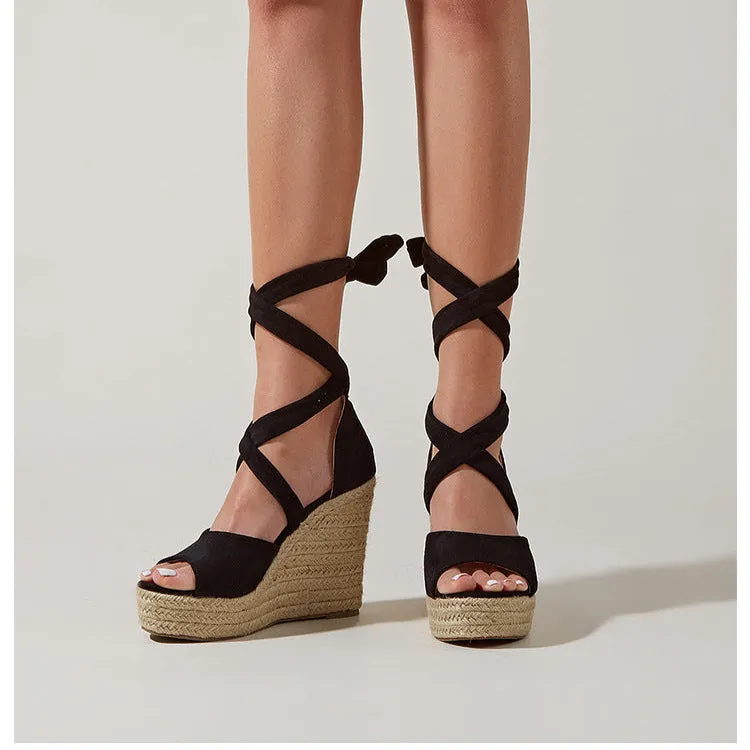 Calista Ankle Wrap Espadrille Wedges