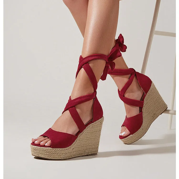 Calista Ankle Wrap Espadrille Wedges