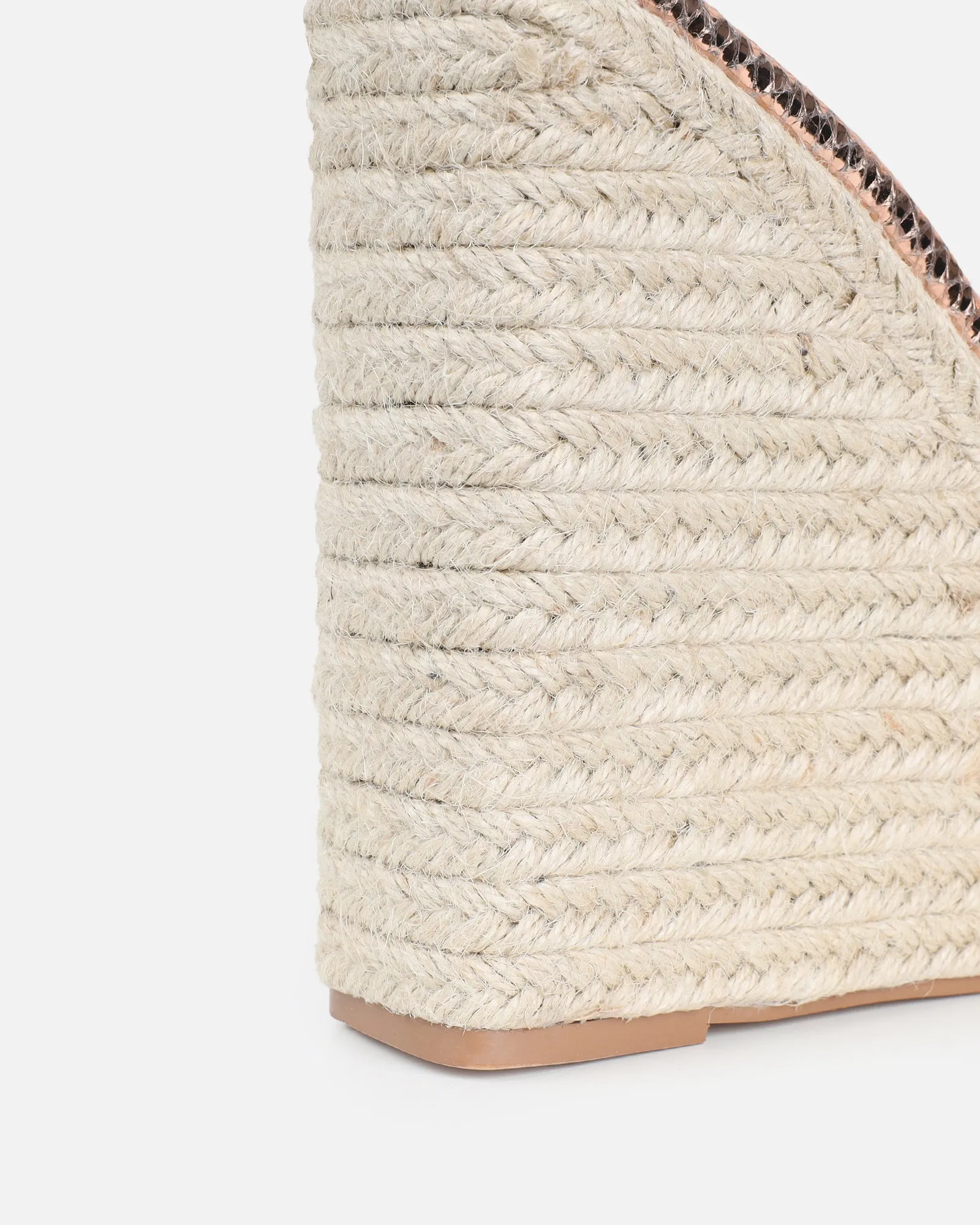Cancun Rose Gold Orchid Flower Detail Wedge Heels