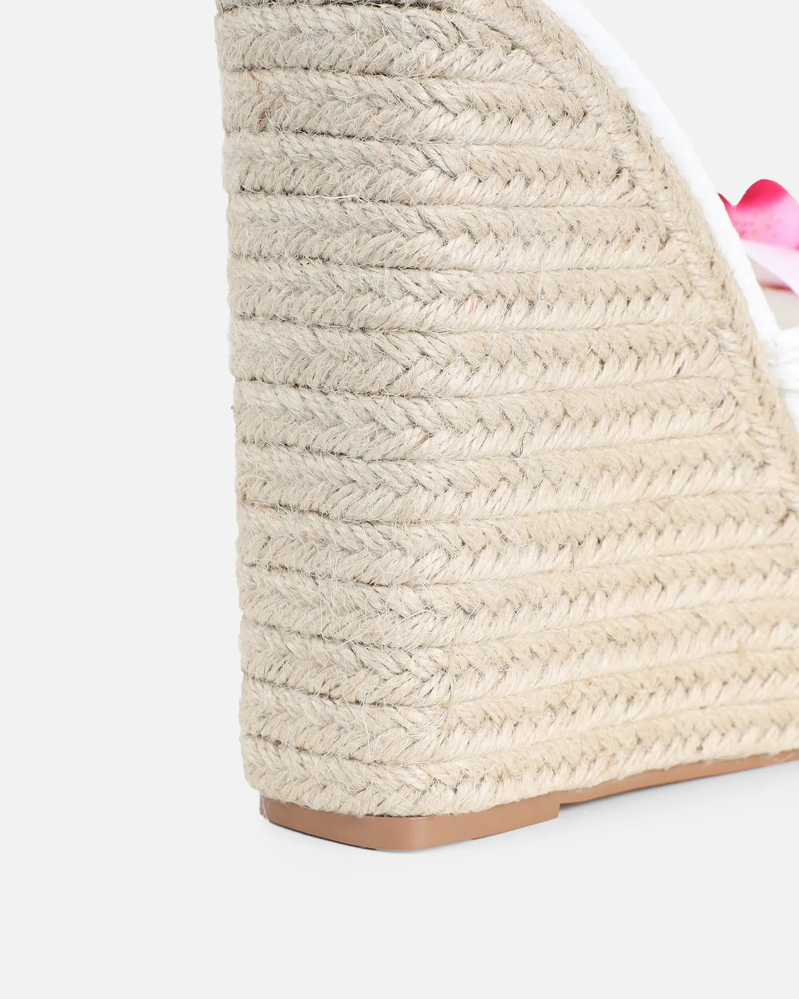 Cancun White Orchid Flower Detail Wedge Heels