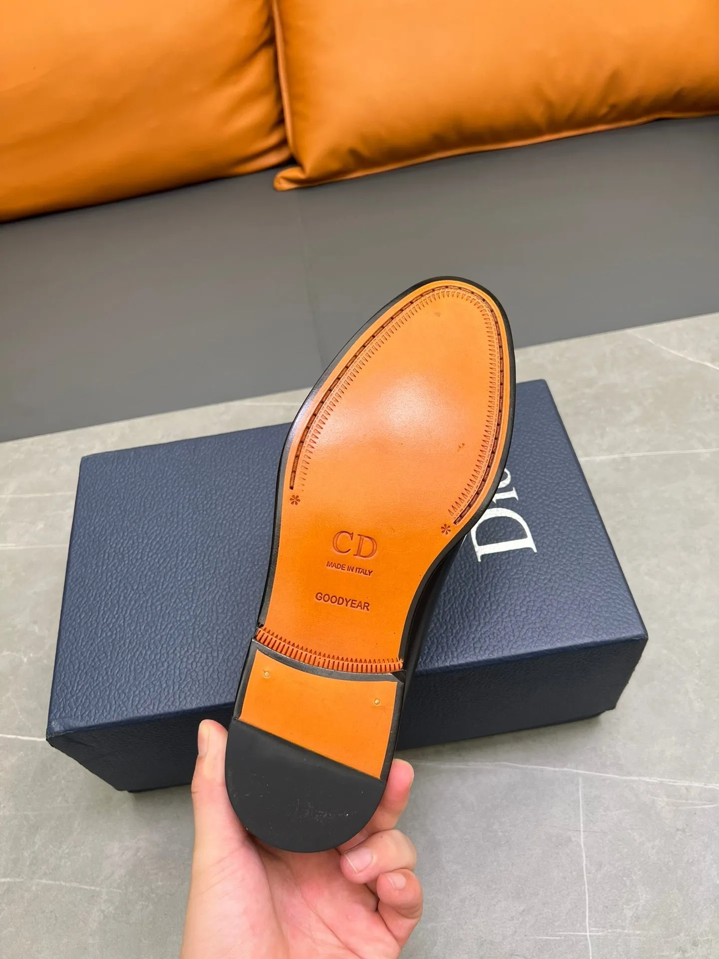 CD SYMBOL GRANVILLE EDGE BEADS LOAFER BLACK POLISHED CALFSKIN