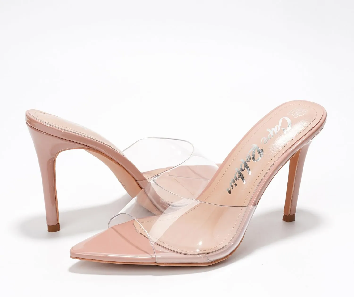 Clear Open Toe Heels for Women- Sleek, Comfy Pointy Heels for Women with Genuine PU Leather Insole & 3.75 inch Stiletto Heel- Classy Mule Cork Heel Sandals for Women (Melrose.A)
