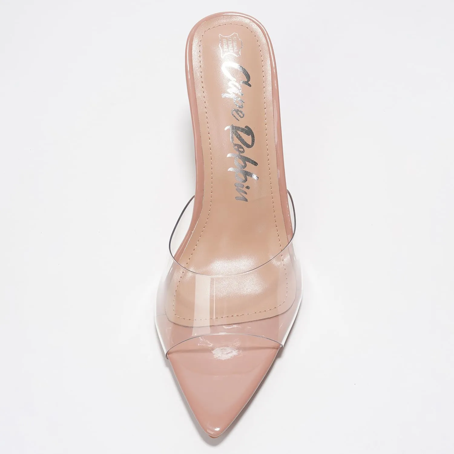 Clear Open Toe Heels for Women- Sleek, Comfy Pointy Heels for Women with Genuine PU Leather Insole & 3.75 inch Stiletto Heel- Classy Mule Cork Heel Sandals for Women (Melrose.A)