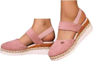 Closed Toe Wedges for Women,Women's Wide Width Espadrilles Platform Wedge Slingback Summer Dressy Sandals Comfortable Slip On Summer Casual Shoes