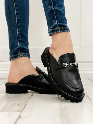 Corkys Wingin It Loafer Slides in Black Smooth