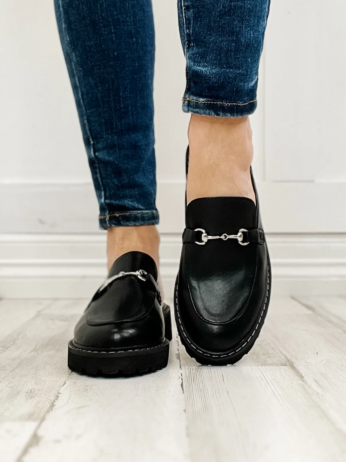 Corkys Wingin It Loafer Slides in Black Smooth