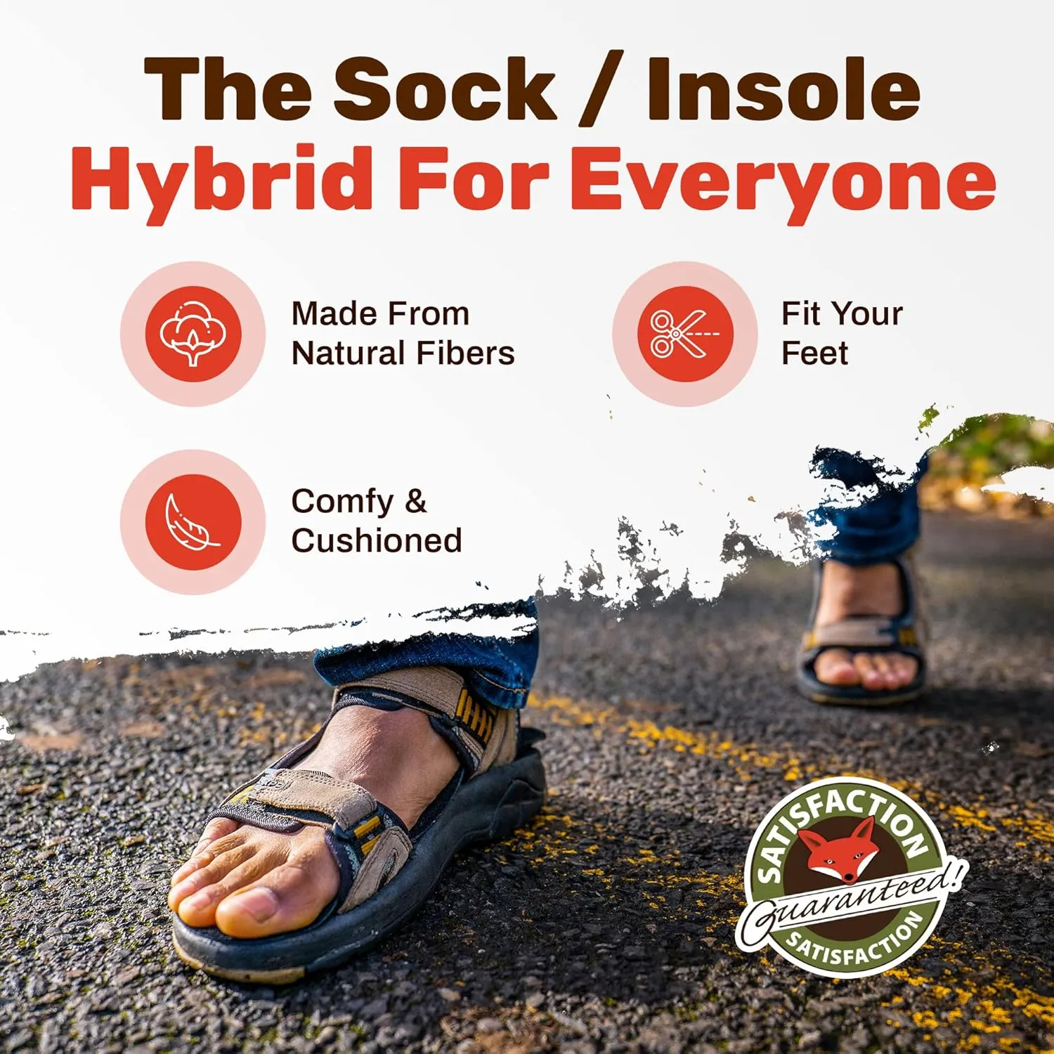 Cotton Flat Shoe Insert for Sandals & Sockless Shoes, Comfortable Shoe Insoles with Sweat-Absorbent Natural Fiber & Non-Slip Silicone Grip, Narrow-Cut Shoe Inserts for Women, Brown, Size 40 - SoxsolS