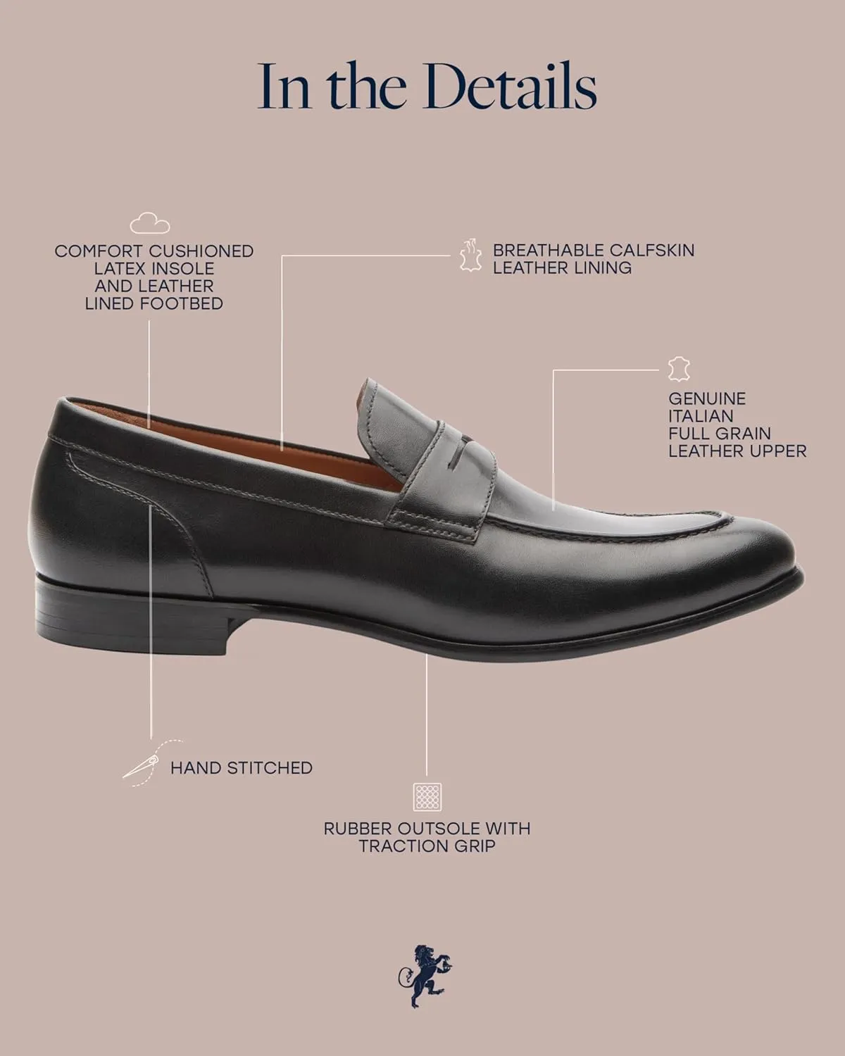 Dunross & Sons Men's Brookes Penny Loafer Slip-On Formal Business Shoes