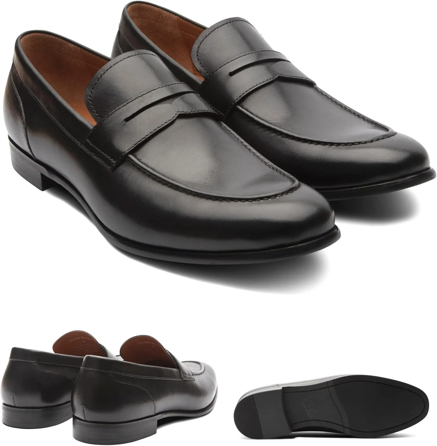 Dunross & Sons Men's Brookes Penny Loafer Slip-On Formal Business Shoes