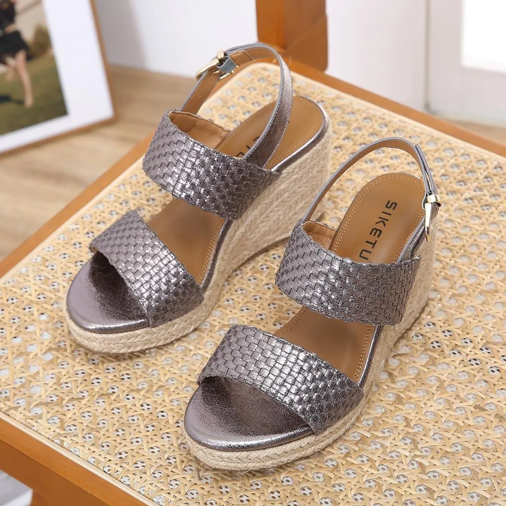 Espadrille Wedge Sandals for Women Open Toe Slingback Platform High Heels Summer Beach Dressy Sandal