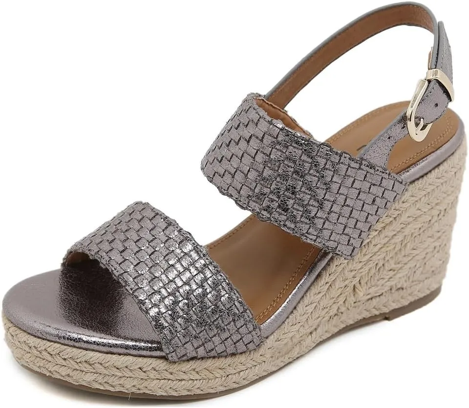 Espadrille Wedge Sandals for Women Open Toe Slingback Platform High Heels Summer Beach Dressy Sandal