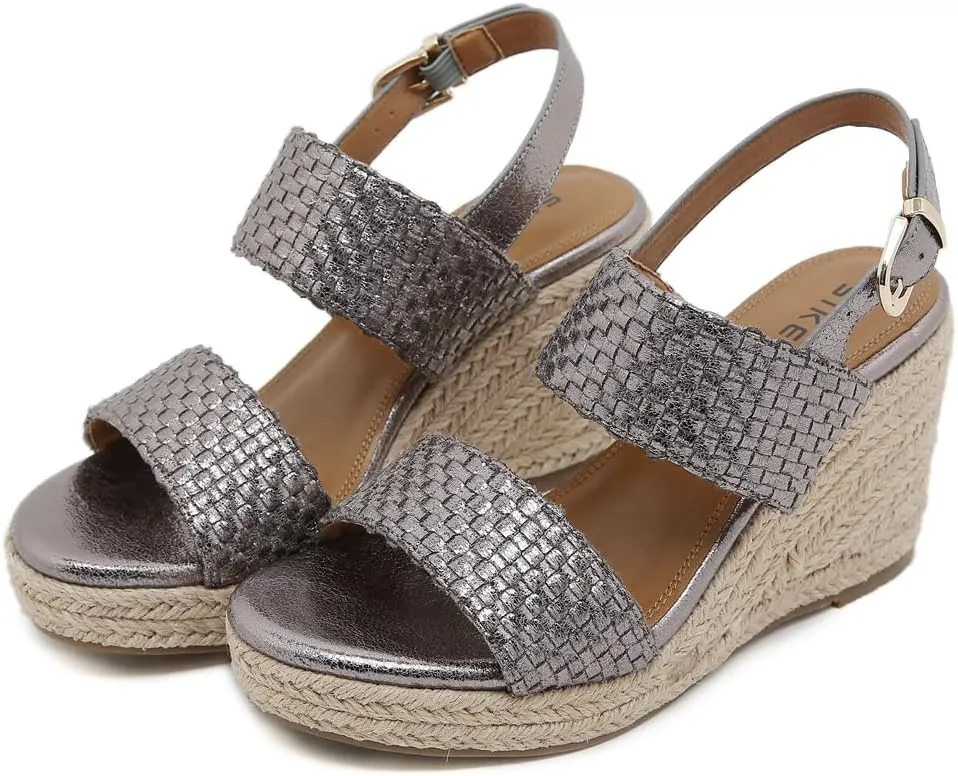 Espadrille Wedge Sandals for Women Open Toe Slingback Platform High Heels Summer Beach Dressy Sandal