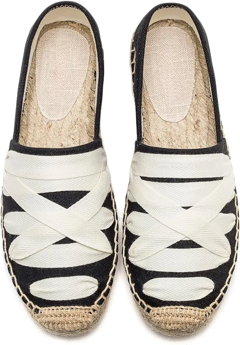 Espadrilles Loafers for Women - Comfort Round-Toe Women's Espadrille Simple Embroidered Espadrille Easy to Wear Suitable for Match T-Shirts,Dress,Jeans