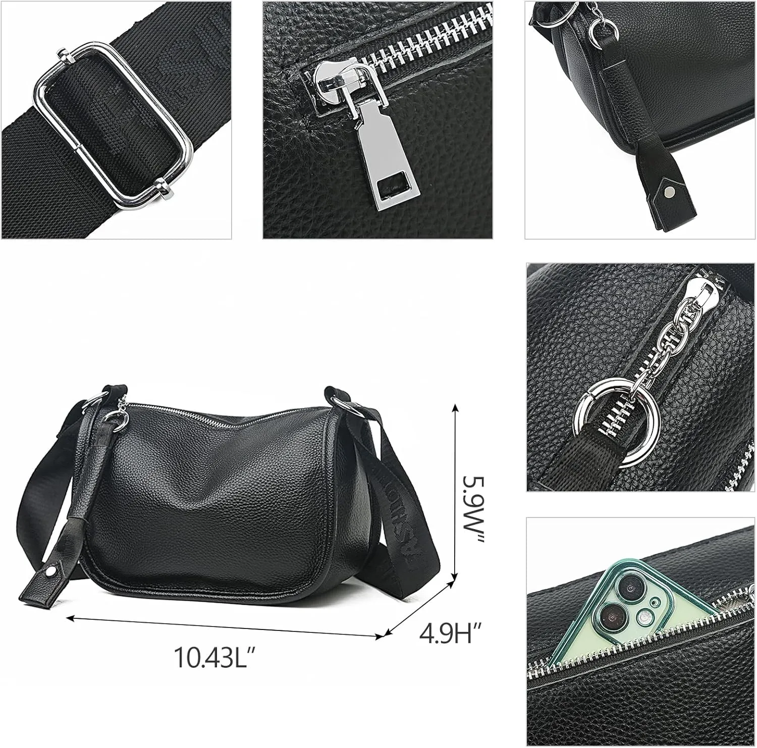 FALAN MULE Small Crossbody Bag for Women Trendy Design Genuine Leather Shoulder Handbags with Adjustable Strap