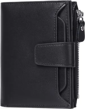 FALAN MULE Wallet for Men Genuine Leather RFID Blocking Mens Wallet with Zipper Coin Pocket ID Window