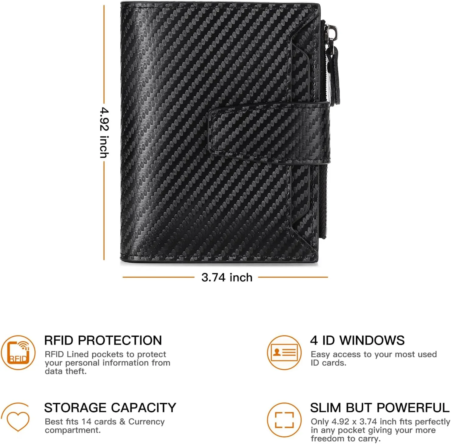 FALAN MULE Wallet for Men Genuine Leather RFID Blocking Mens Wallet with Zipper Coin Pocket ID Window