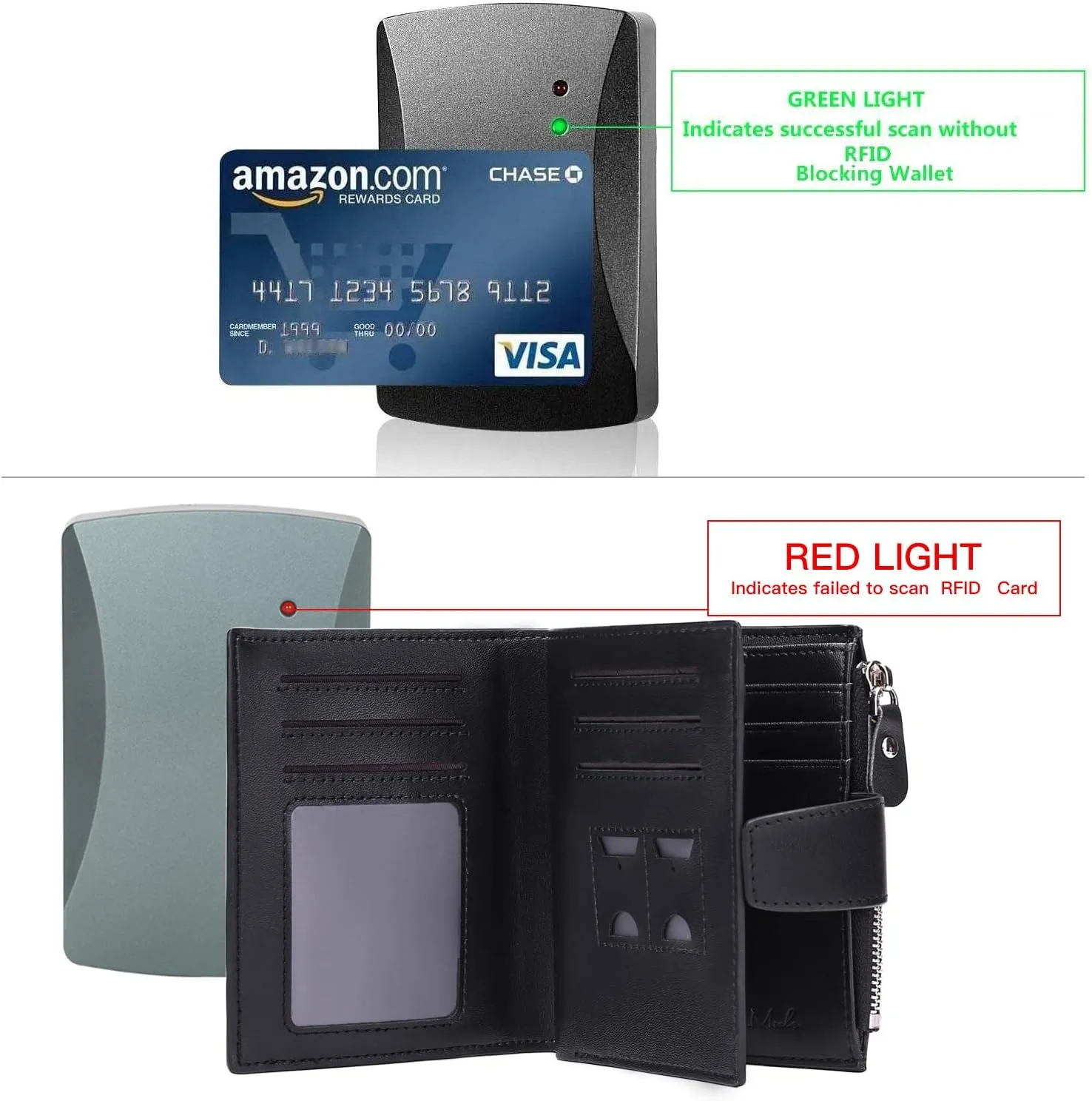 FALAN MULE Wallet for Men Genuine Leather RFID Blocking Mens Wallet with Zipper Coin Pocket ID Window