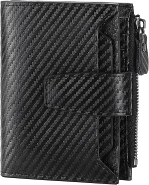 FALAN MULE Wallet for Men Genuine Leather RFID Blocking Mens Wallet with Zipper Coin Pocket ID Window