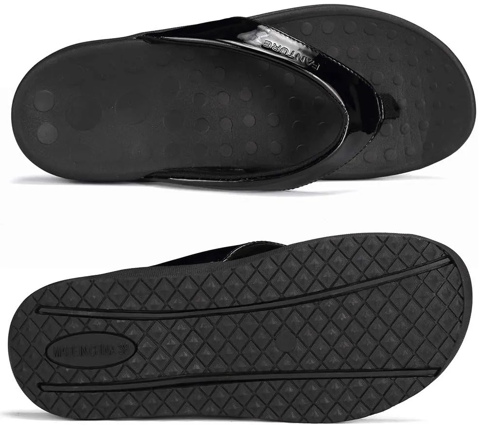 FANTURE Women Orthotic Arch Support Sandal for Comfortable Walk Thong Style Casual Flip Flops