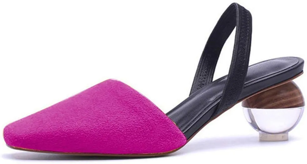 Fericzot Mule Shoes Spherical Clear Heel Sandals Square Toe Slippers Slip On Pumps Slingback Wedding Dress Shoes