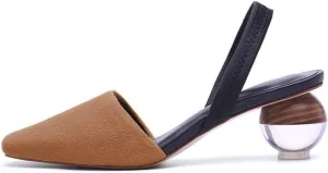 Fericzot Mule Shoes Spherical Clear Heel Sandals Square Toe Slippers Slip On Pumps Slingback Wedding Dress Shoes