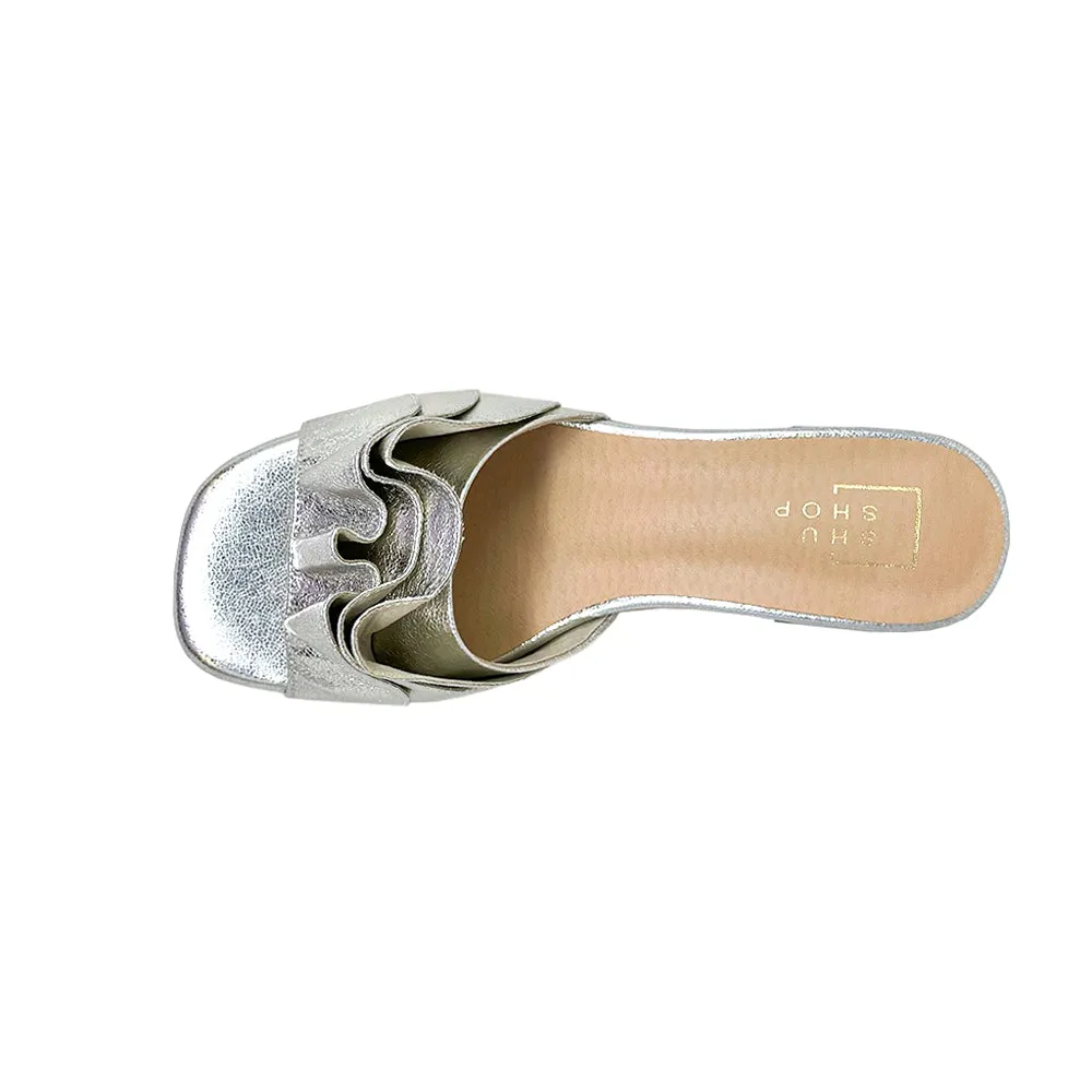 Frances Metallic Block Heel Sandals