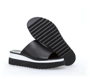 GABOR - 84.613.27 MEDIUM WEDGE MULE - BLACK LEATHER