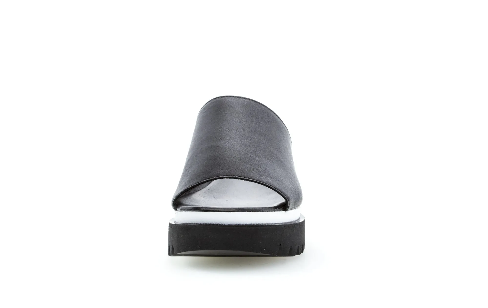 GABOR - 84.613.27 MEDIUM WEDGE MULE - BLACK LEATHER