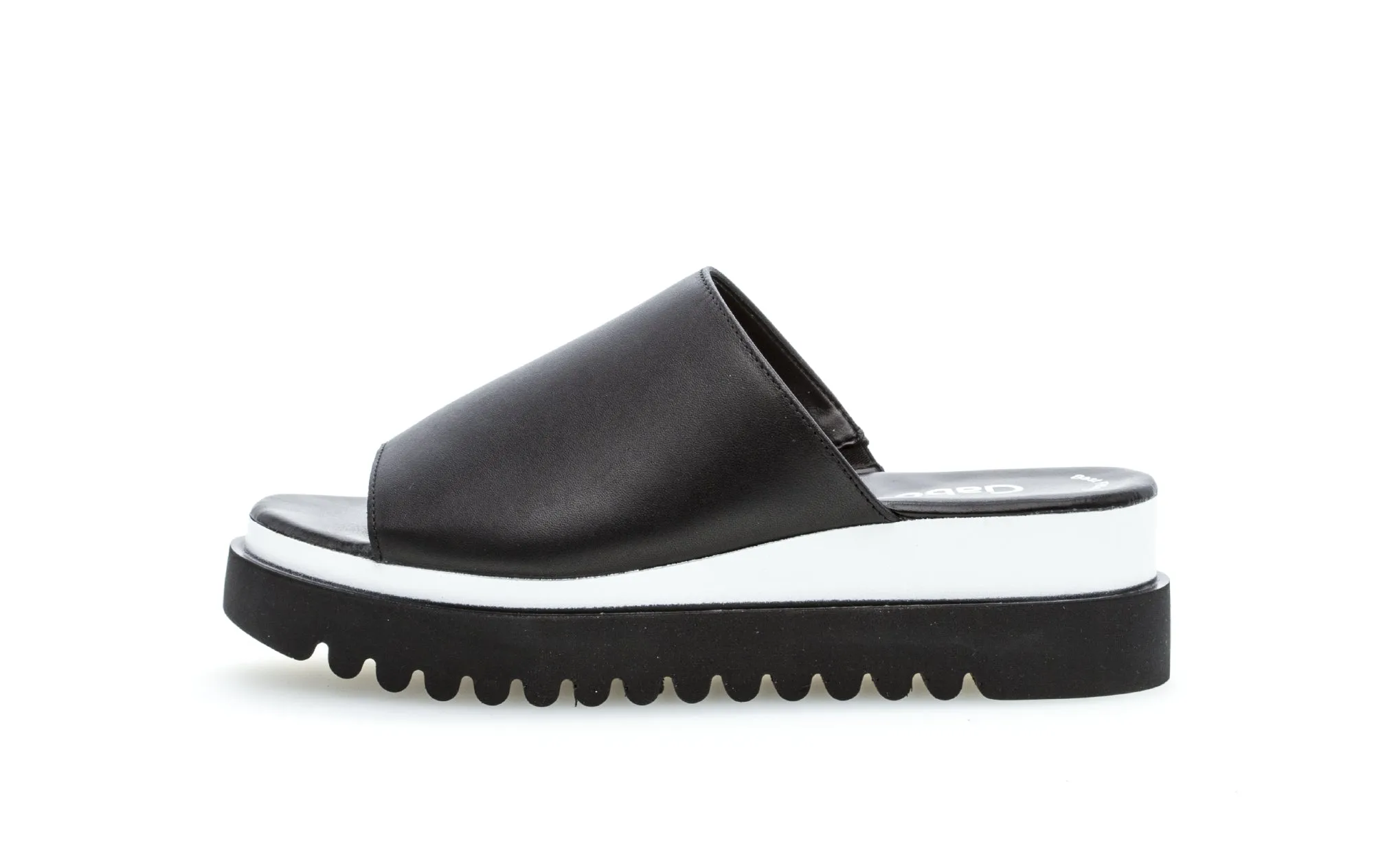 GABOR - 84.613.27 MEDIUM WEDGE MULE - BLACK LEATHER