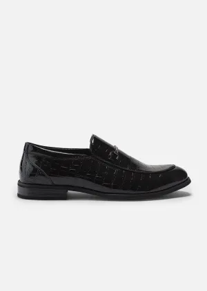 Glossy Textured Black Loafer