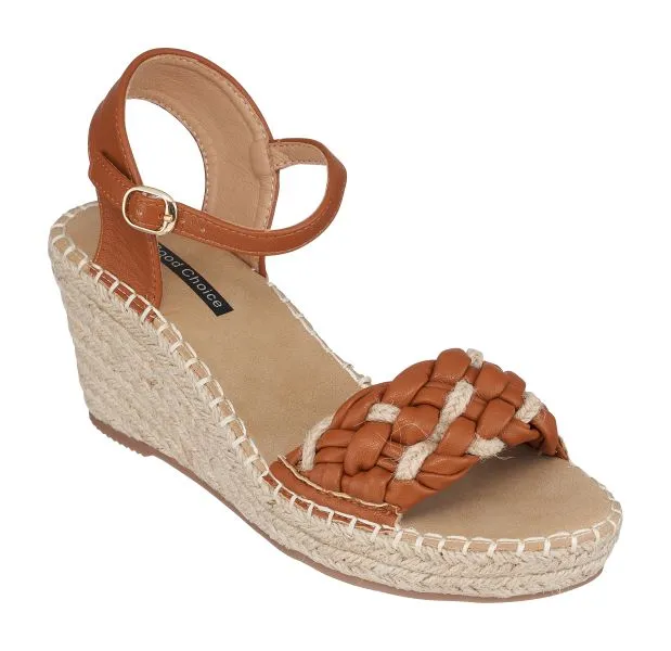 Good Choice Tan Cati Espadrille Womens Wedge Sandals