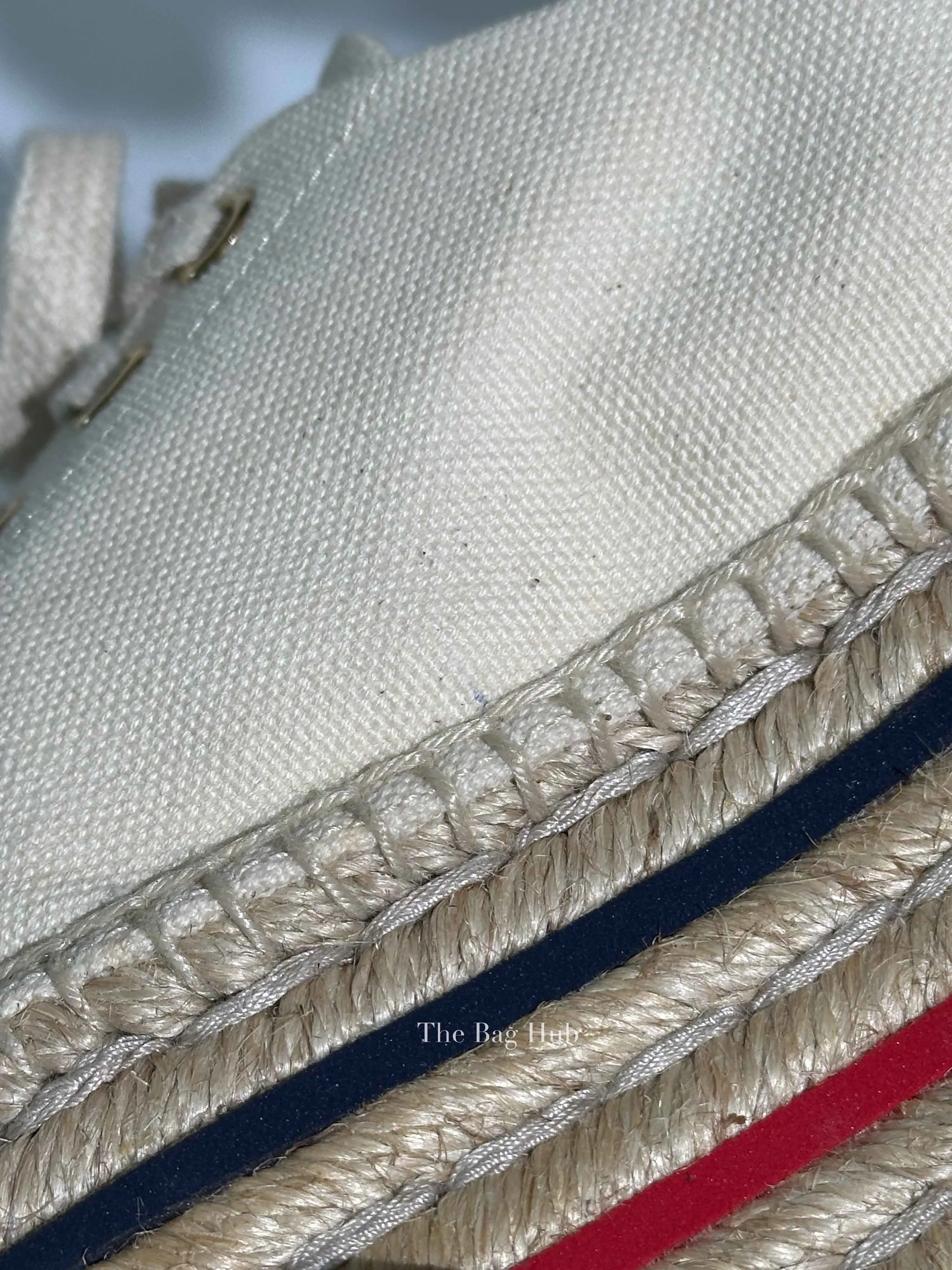 Gucci Beige Canvas Platform Espadrille Lace Up Sneakers Size 36.5