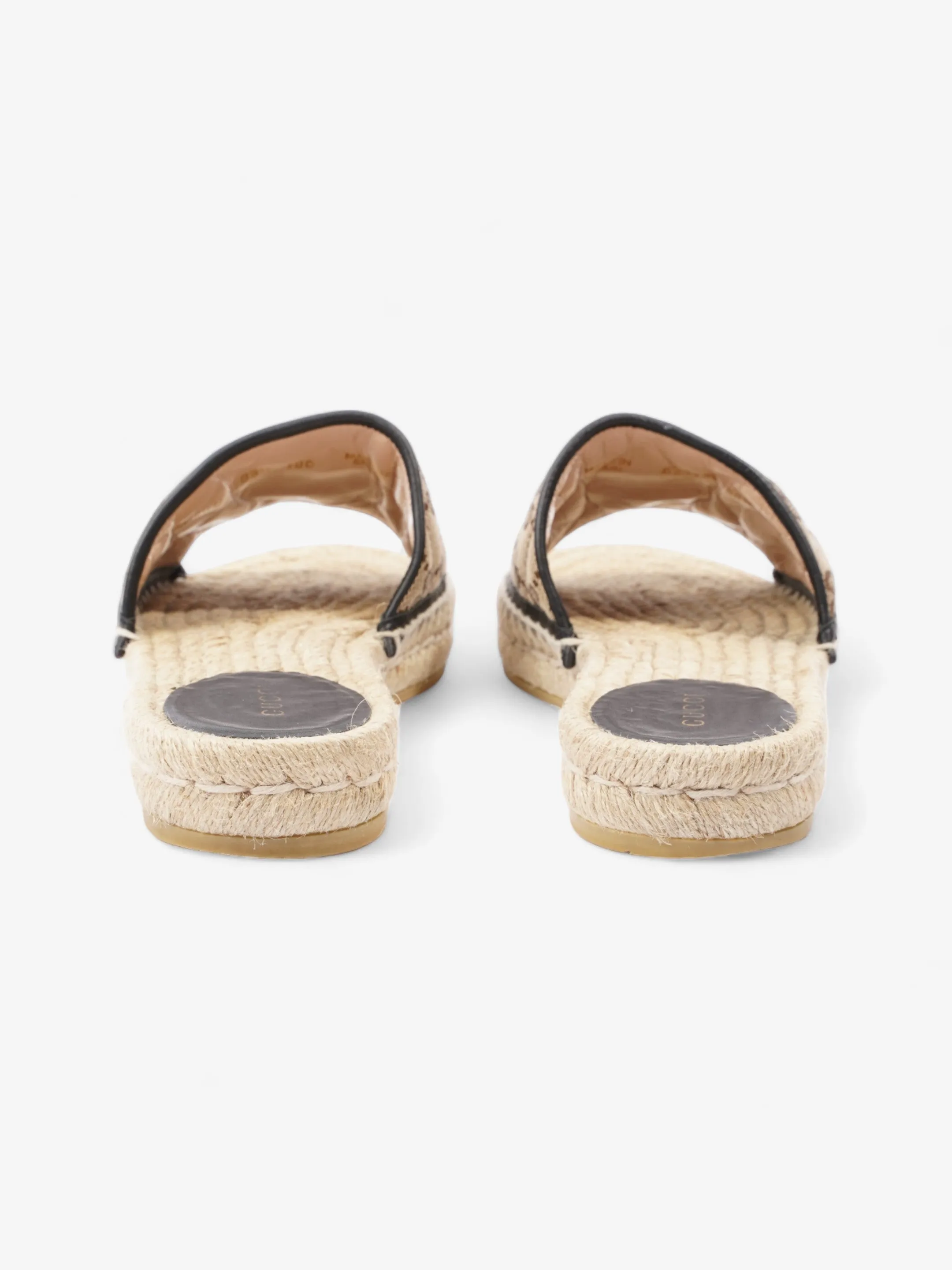 Gucci GG MATELASSÉ CANVAS ESPADRILLE SANDAL Beige Monogram / Black Canvas EU 38.5 UK 5.5