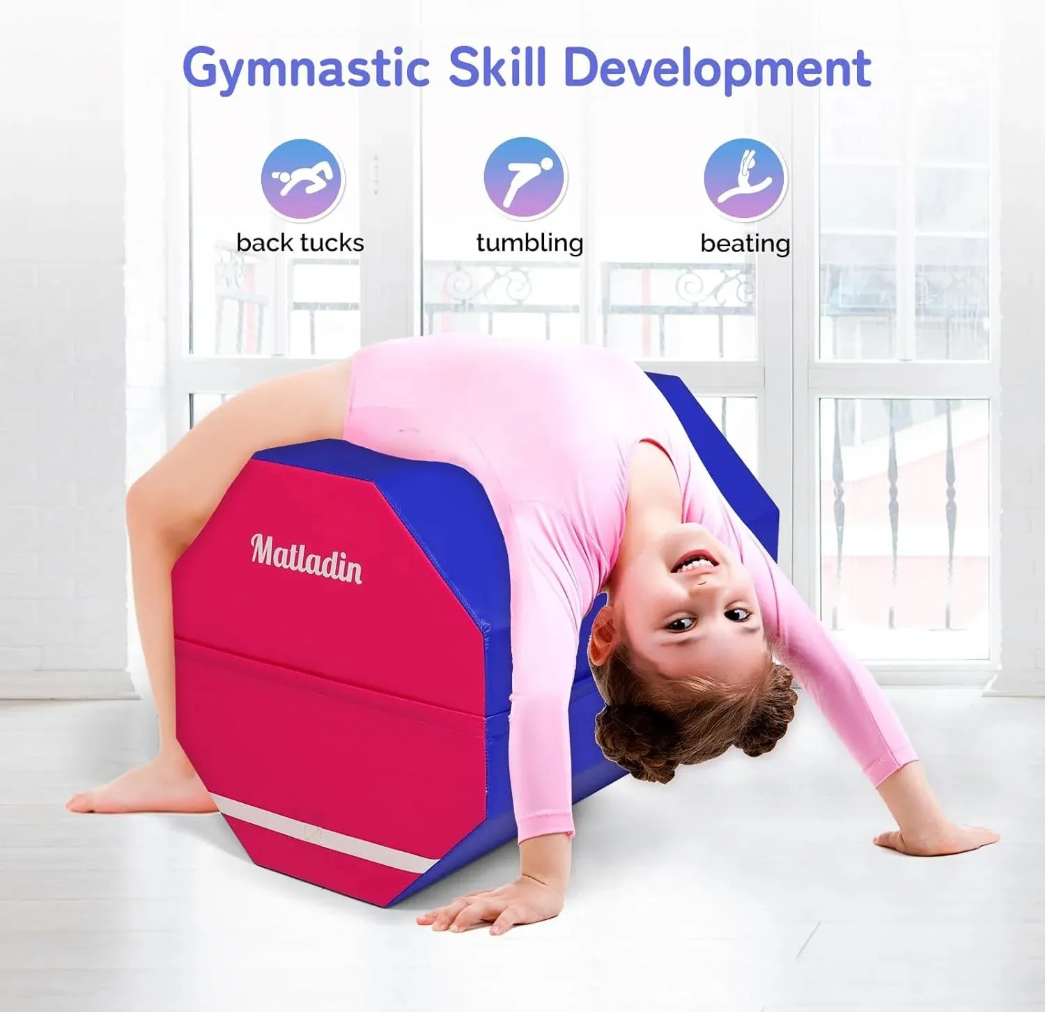 Gymnastics Mat Octagon Tumbler Trainer – Tumbling & Skill Shape Mat for Gymnastics, Cheerleading & Martial Arts