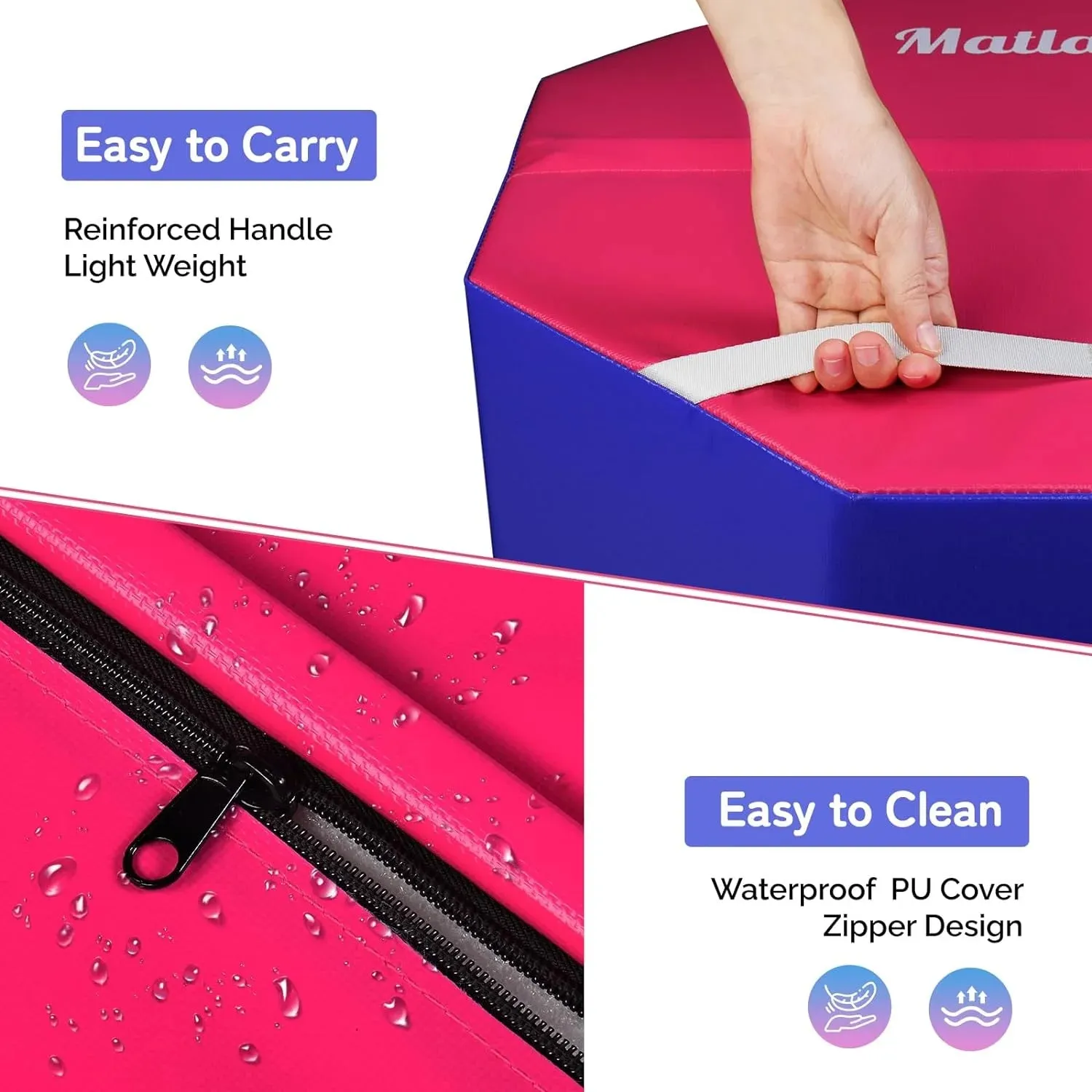 Gymnastics Mat Octagon Tumbler Trainer – Tumbling & Skill Shape Mat for Gymnastics, Cheerleading & Martial Arts