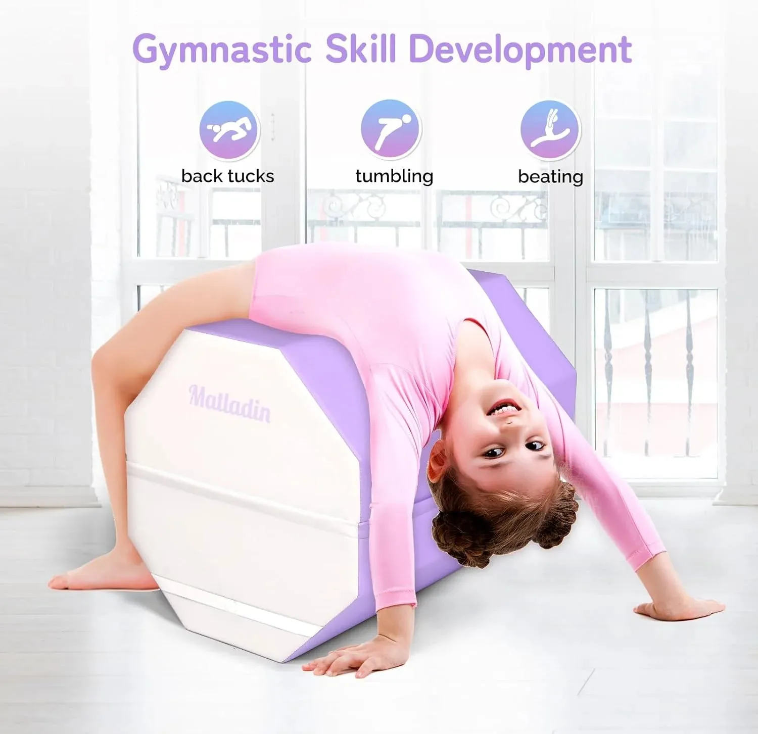 Gymnastics Mat Octagon Tumbler Trainer – Tumbling & Skill Shape Mat for Gymnastics, Cheerleading & Martial Arts