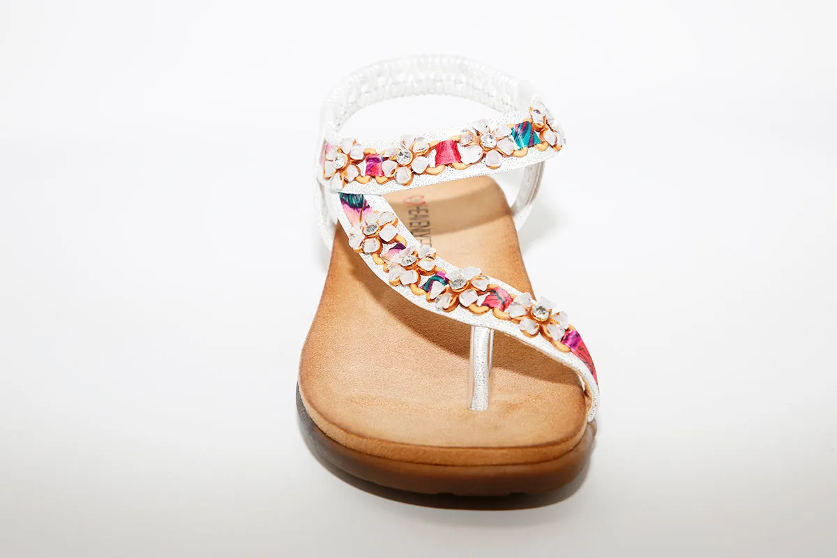 HEAVENLY FEET - Gisela Silver Flat Sandal