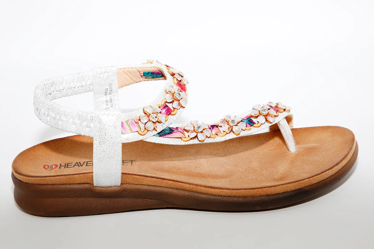HEAVENLY FEET - Gisela Silver Flat Sandal