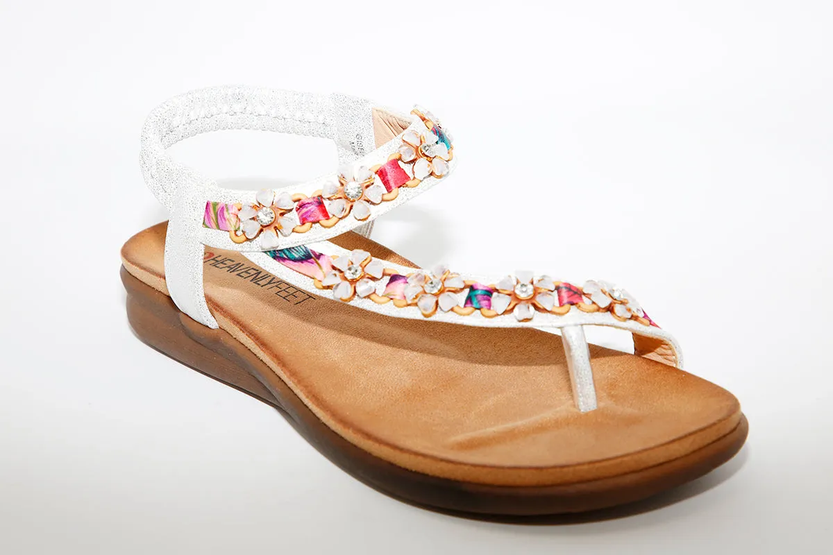 HEAVENLY FEET - Gisela Silver Flat Sandal