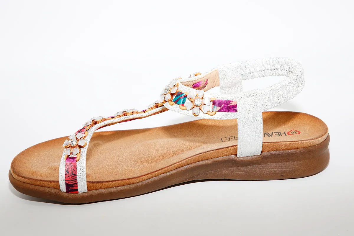 HEAVENLY FEET - Gisela Silver Flat Sandal